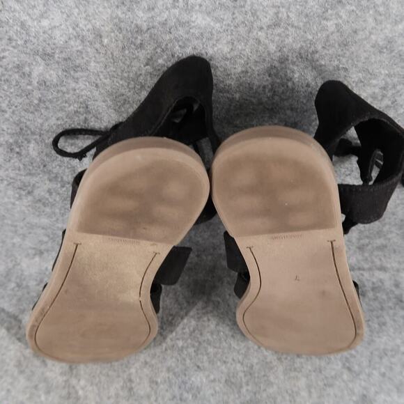 Old Navy Shoes Womens 7 Sandals Fashion Gladiator Lace Up Tie Black Casual Flat - Picture 10 of 11